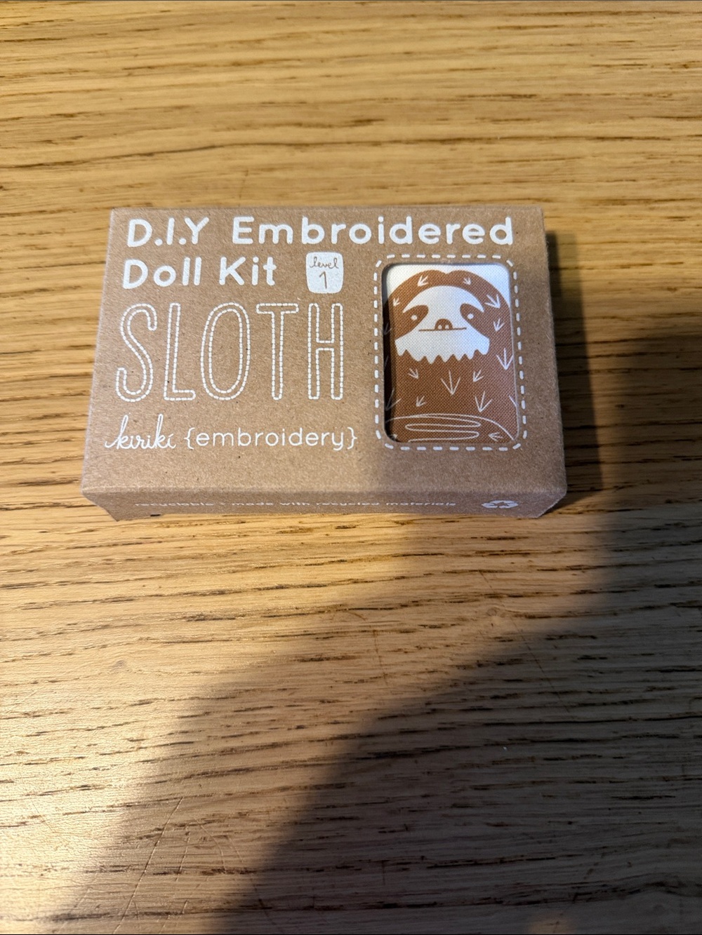 kiriki Embroidered  Doll Kit . Sloth.